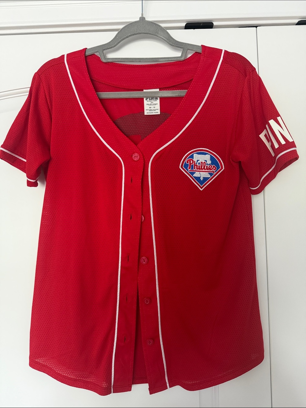 PINK Victoria's Secret Red Phillies Baseball Jersey